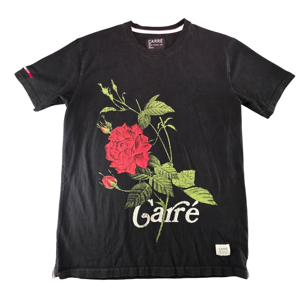 CARRE Black Heavyweight Graphic Rose Logo T-Shirt Mens‎ Medium